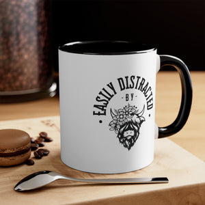 Easily Distracted by Cows Accent Coffee Mug, 11oz