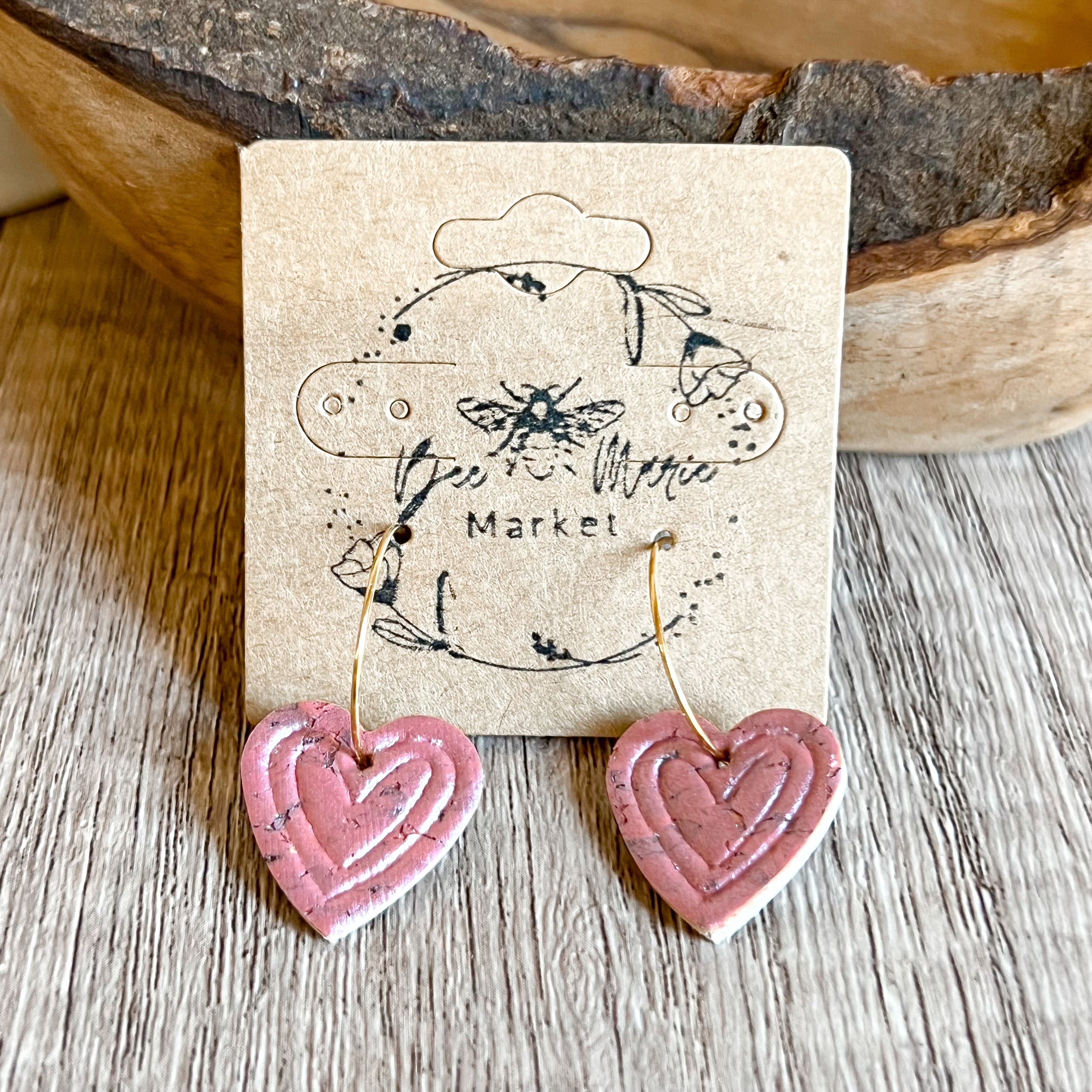 Karla Pearlized Embossed Heart Hoop Earrings