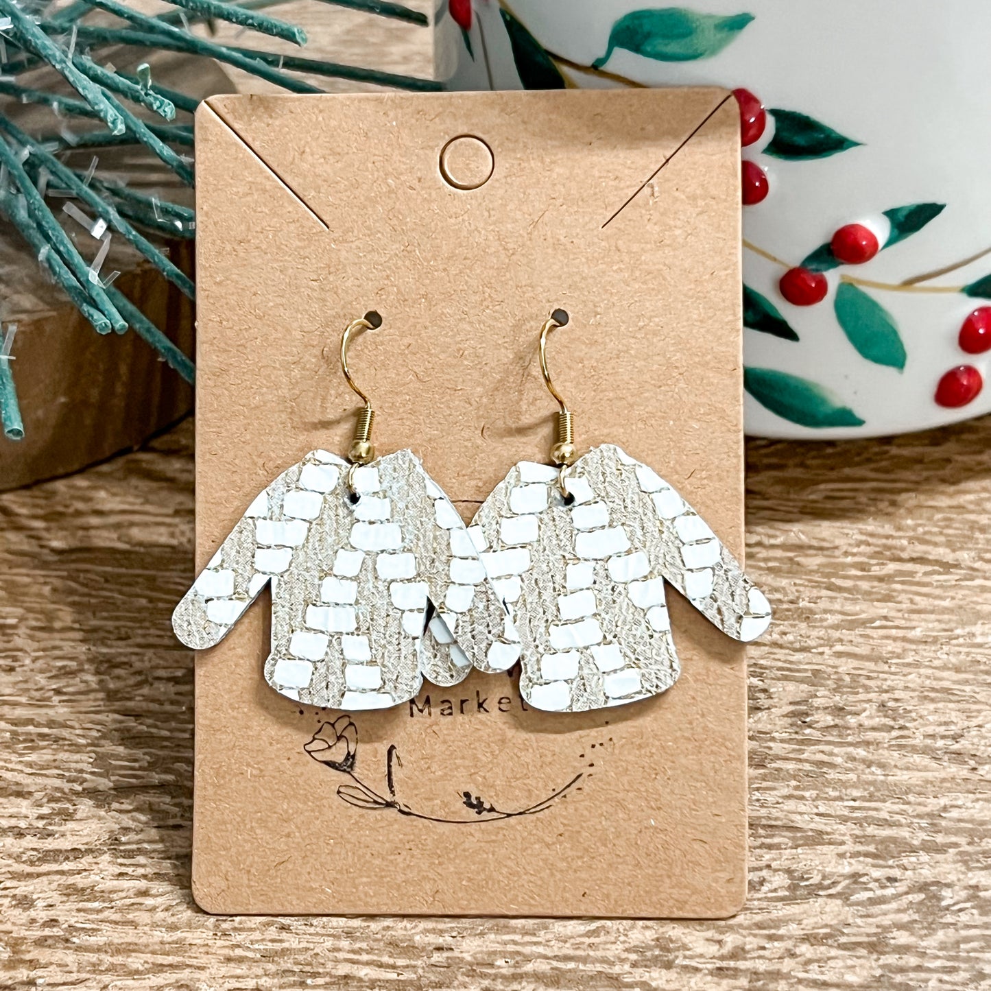 Gold Woven Ugly Christmas Sweater Earrings