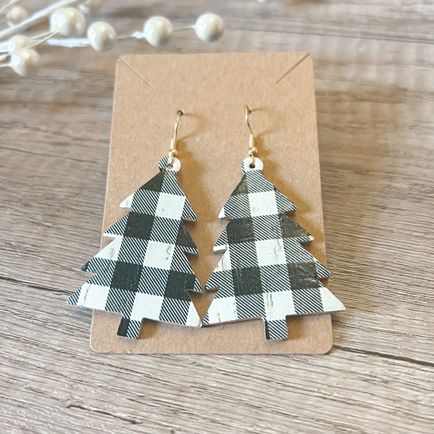 Cristina Genuine Leather Christmas Tree Earrings