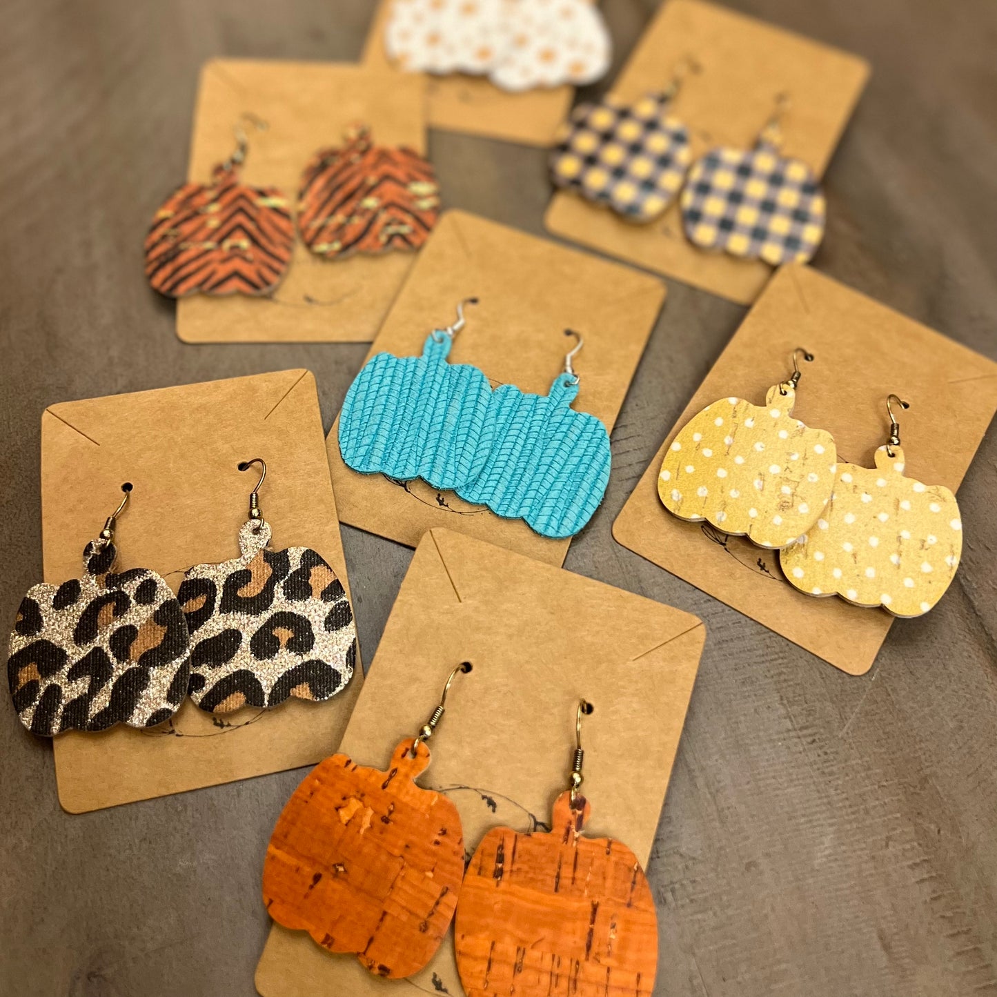 Genuine Leather Pumpkin Earrings