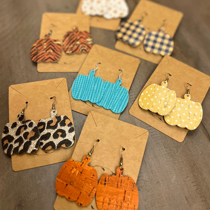 Genuine Leather Pumpkin Earrings