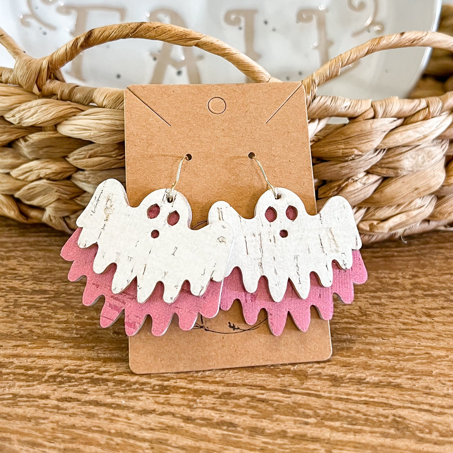 Pink Ghost Sheet Earrings