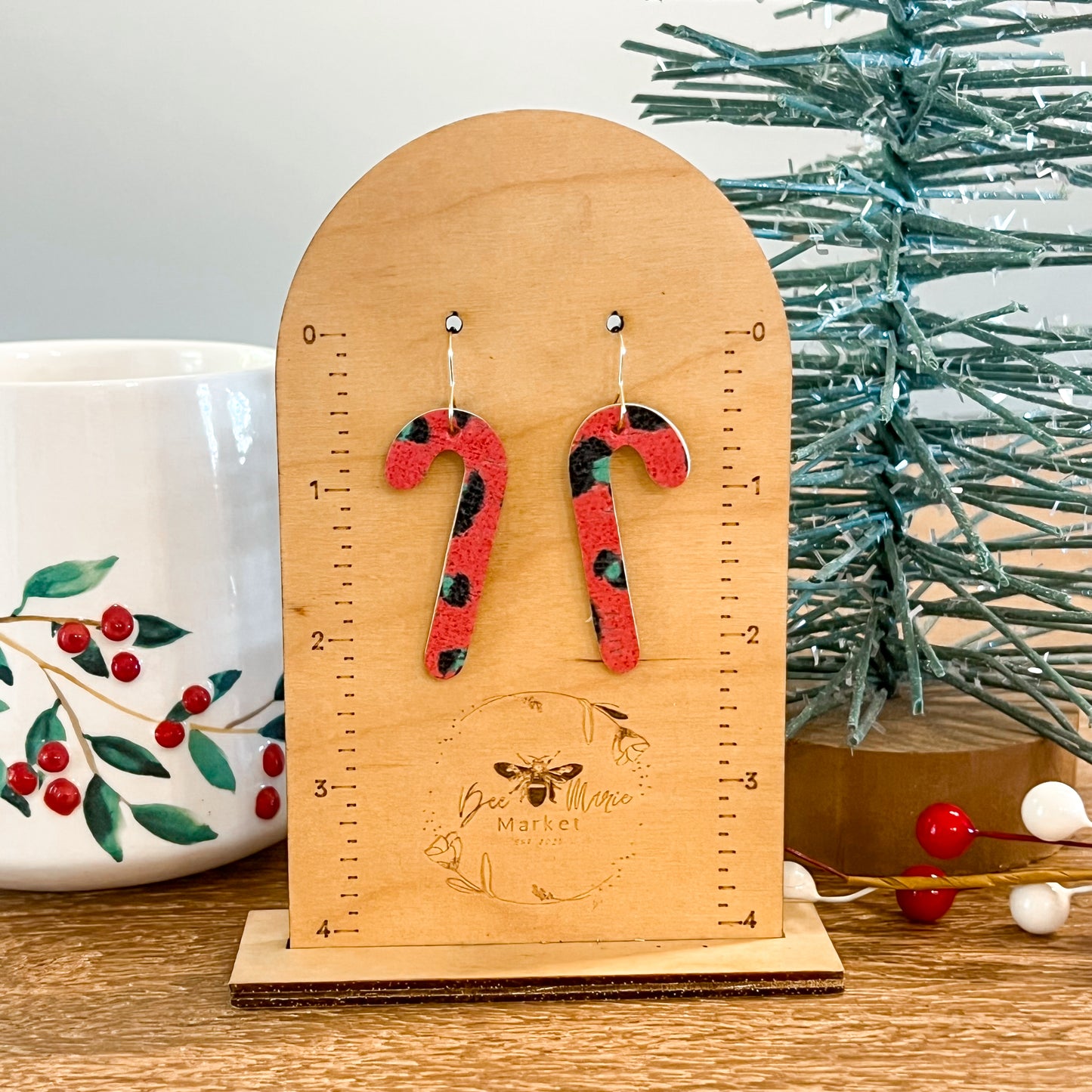 Candy Cane Animal Print Earrings