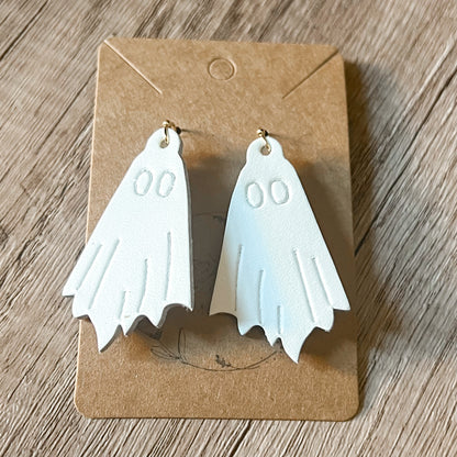 White Embossed Boo-tiful Ghost Earrings