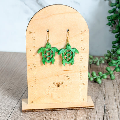 Green Sea Turtle Acrylic Earrings