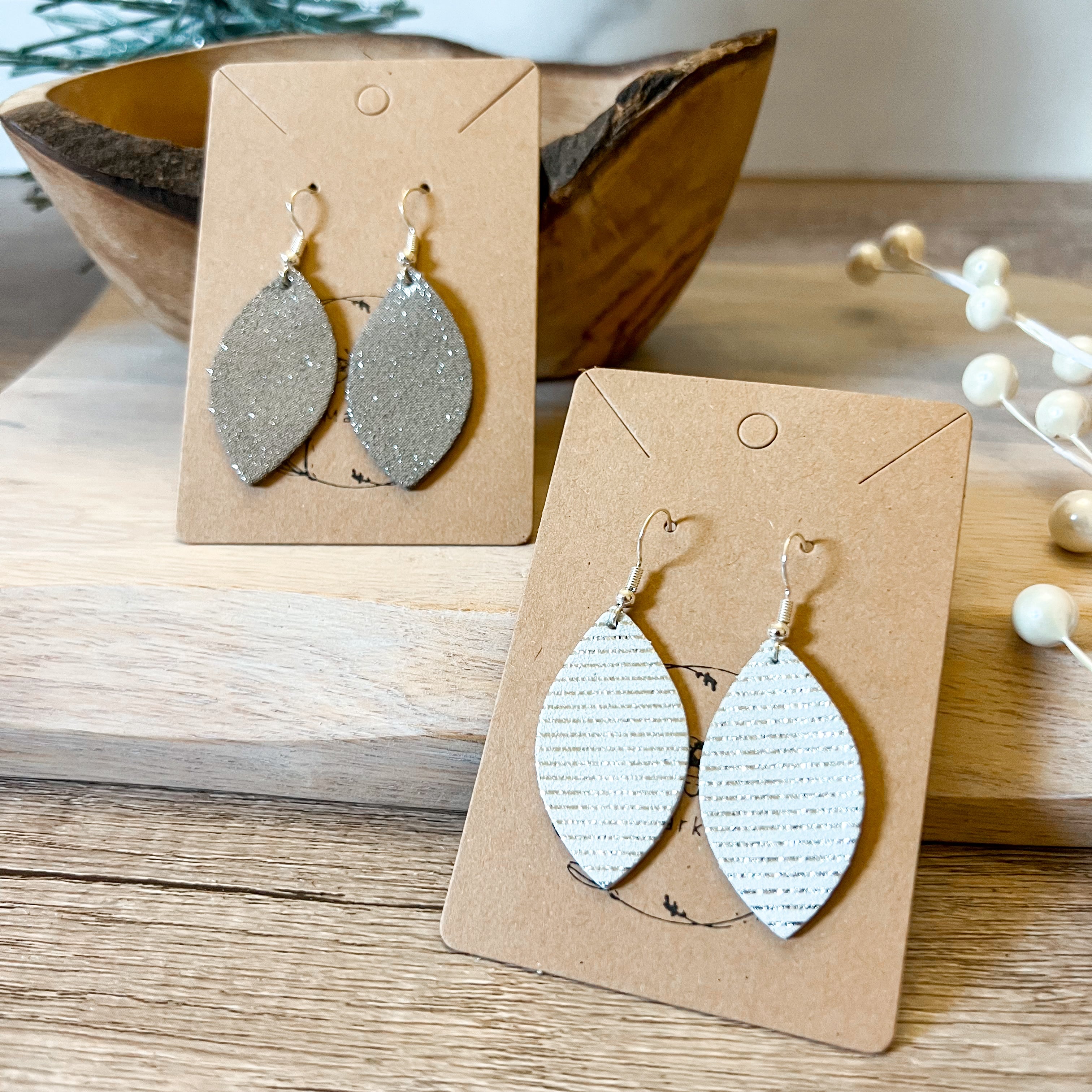 Silver Carol Leather Earrings