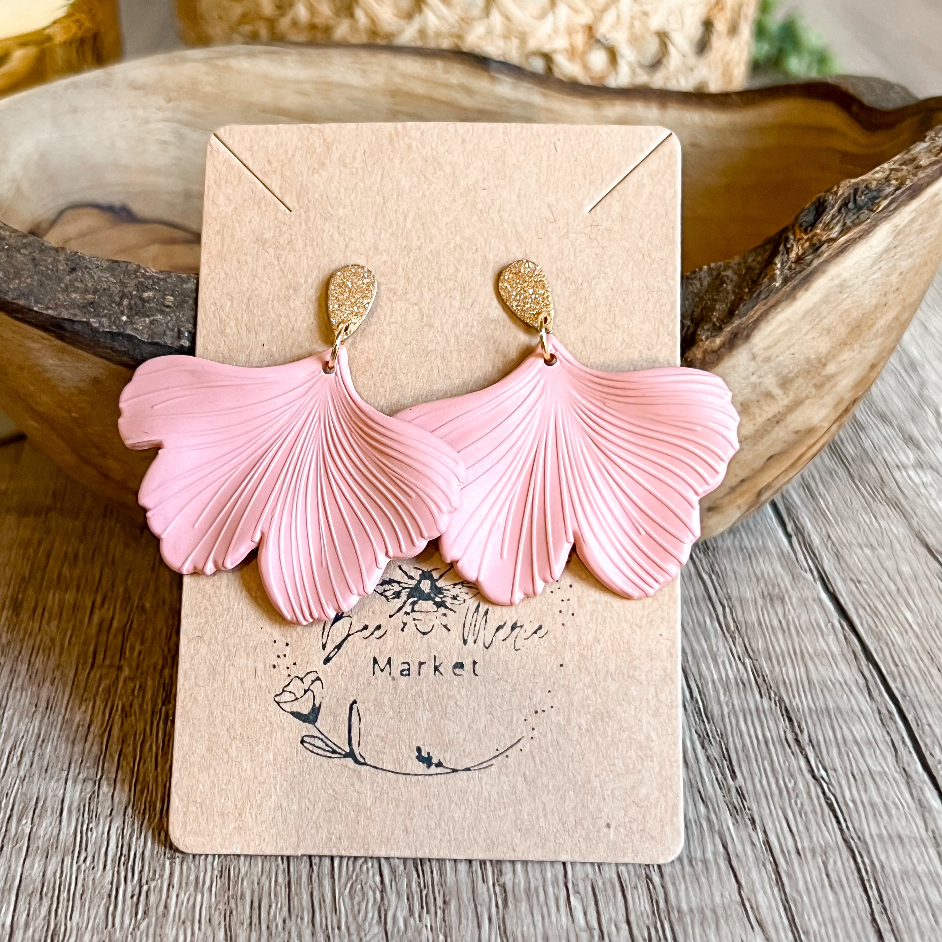 Brittney Blush Leaf Drop Earrings