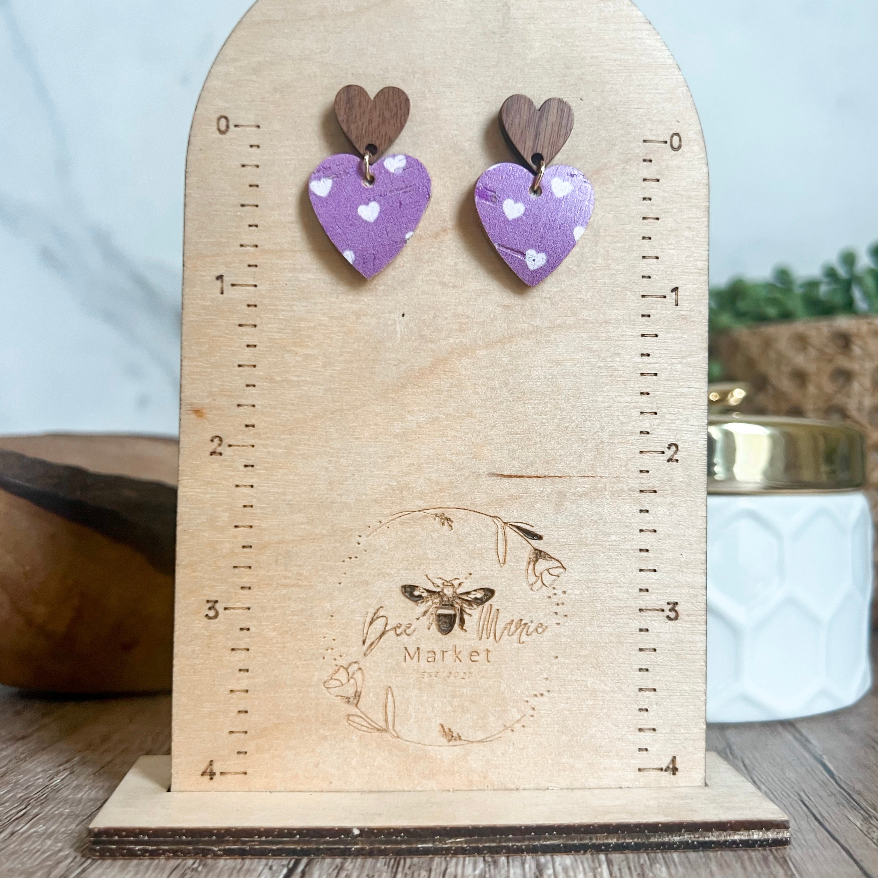 Patty Purple Heart Stud Earrings