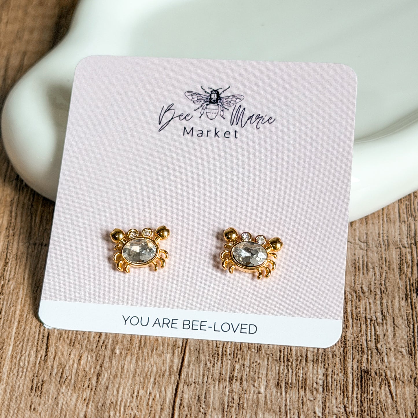 Sparkling Crab Waterproof Stud Earrings