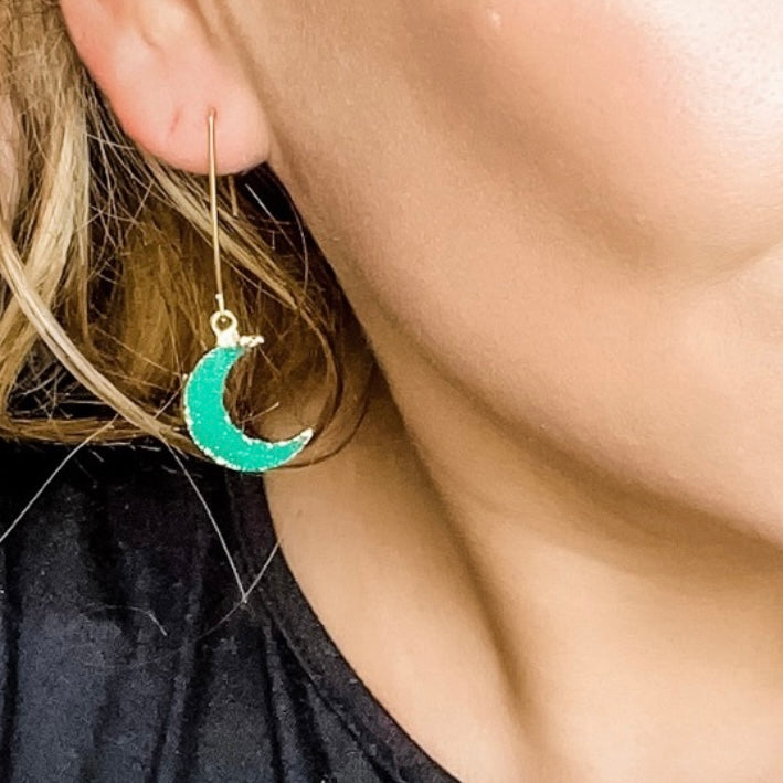 Teal Crystal Moon Drops