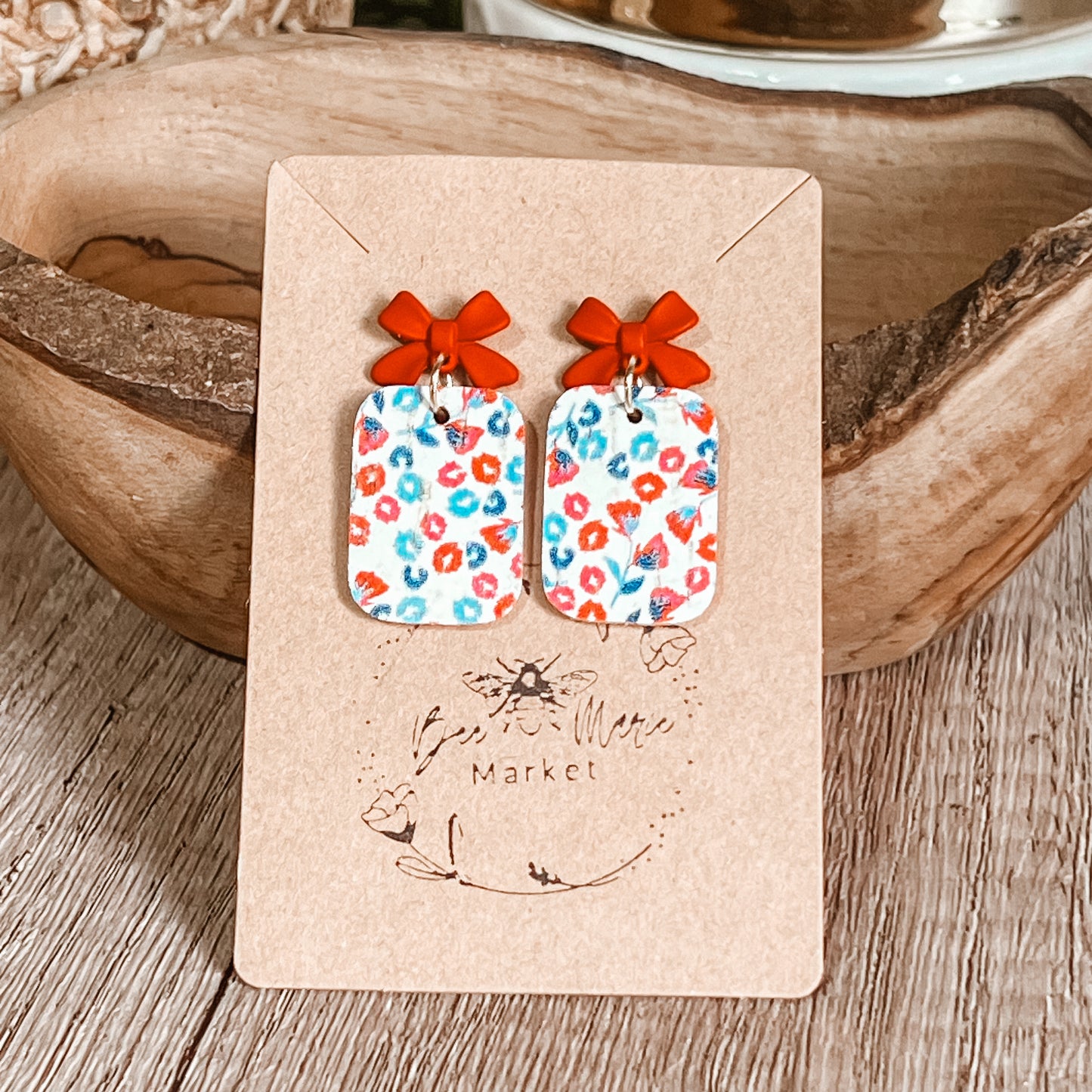 Red, White & Blue Floral Bow Drops