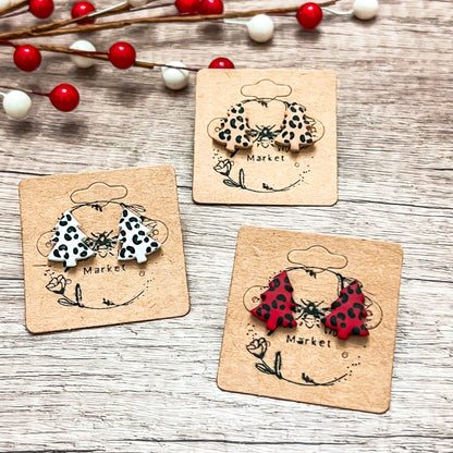 Handmade Animal Print Christmas Tree Stud Earrings