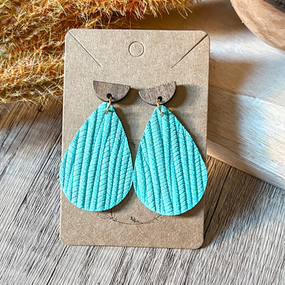 Turquoise Palm Leaf Teardrop Earrings