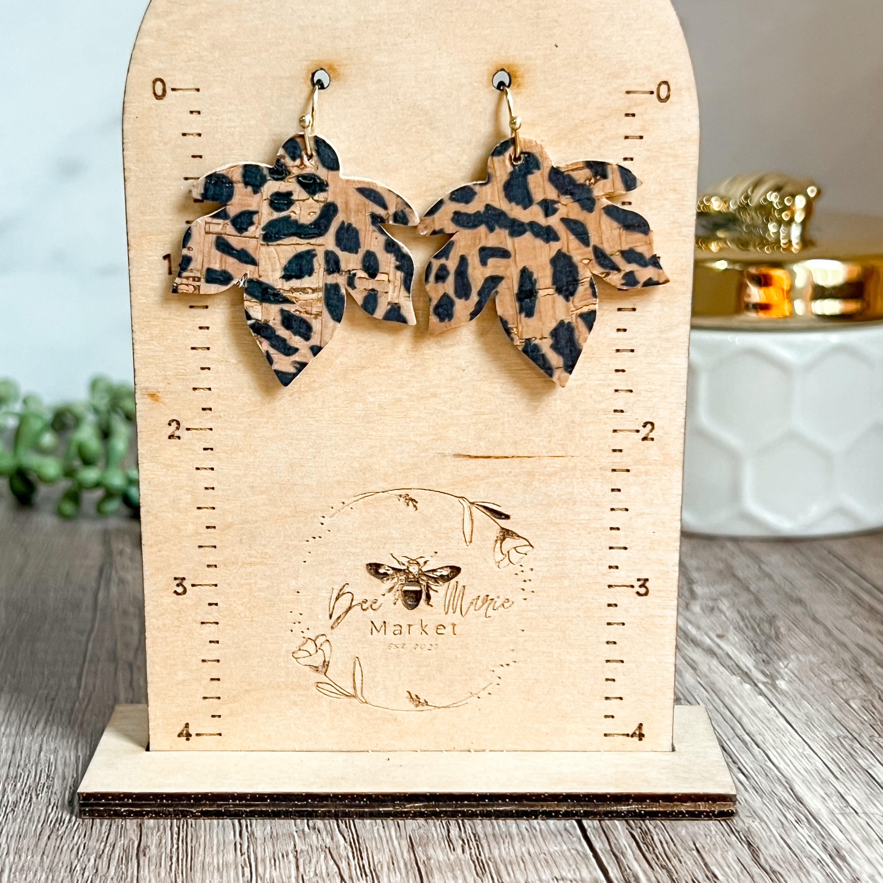 Animal Print Leaf Earrings