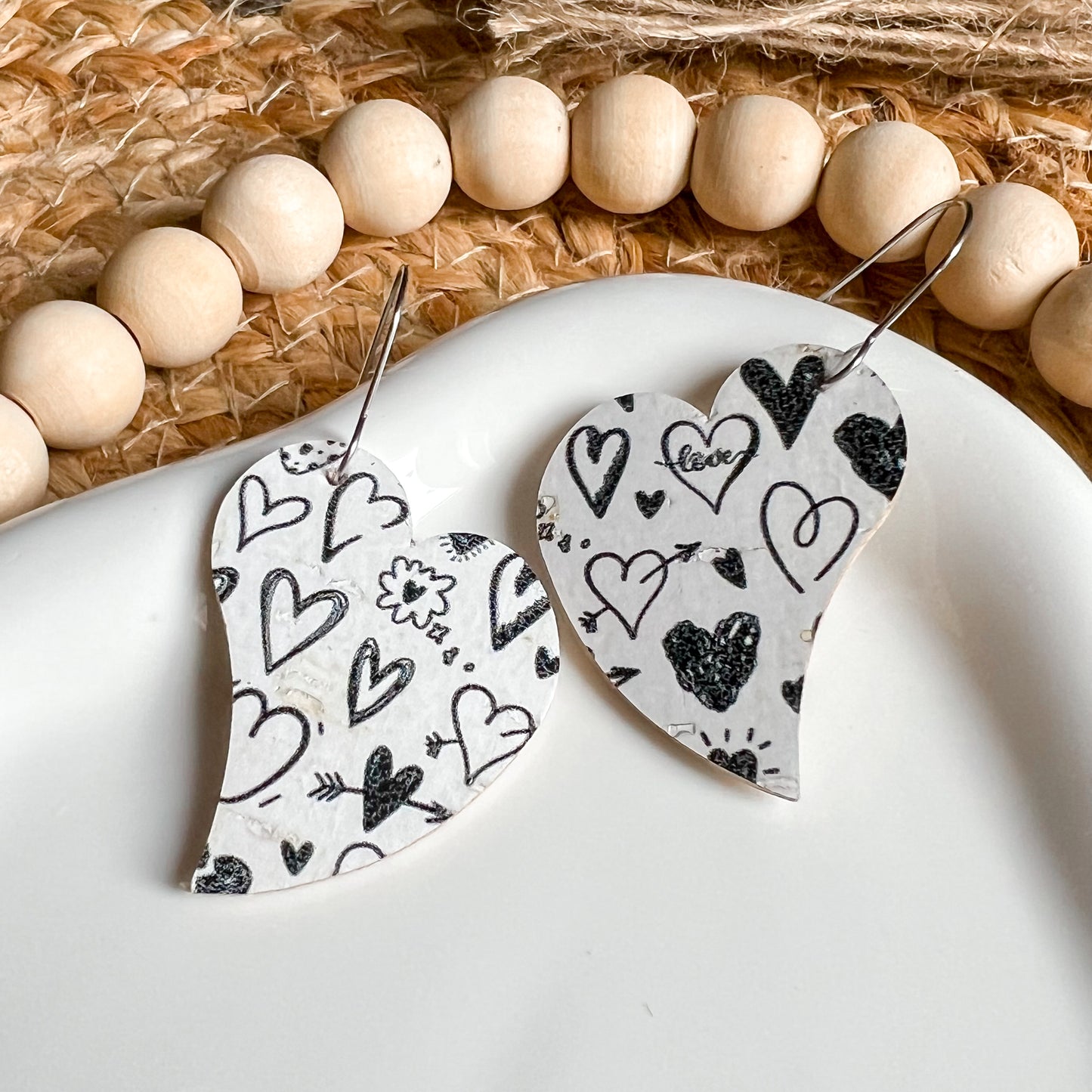 Doodle Slanted Heart Earrings