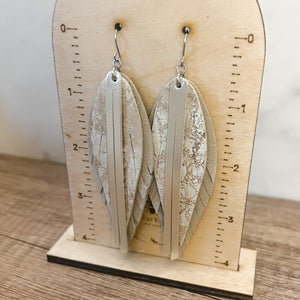 Gina Champaign Feather Handmade Leather Earrings