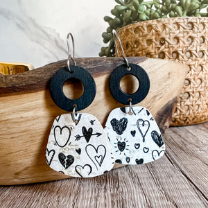 Dana Black & White Heart Earrings