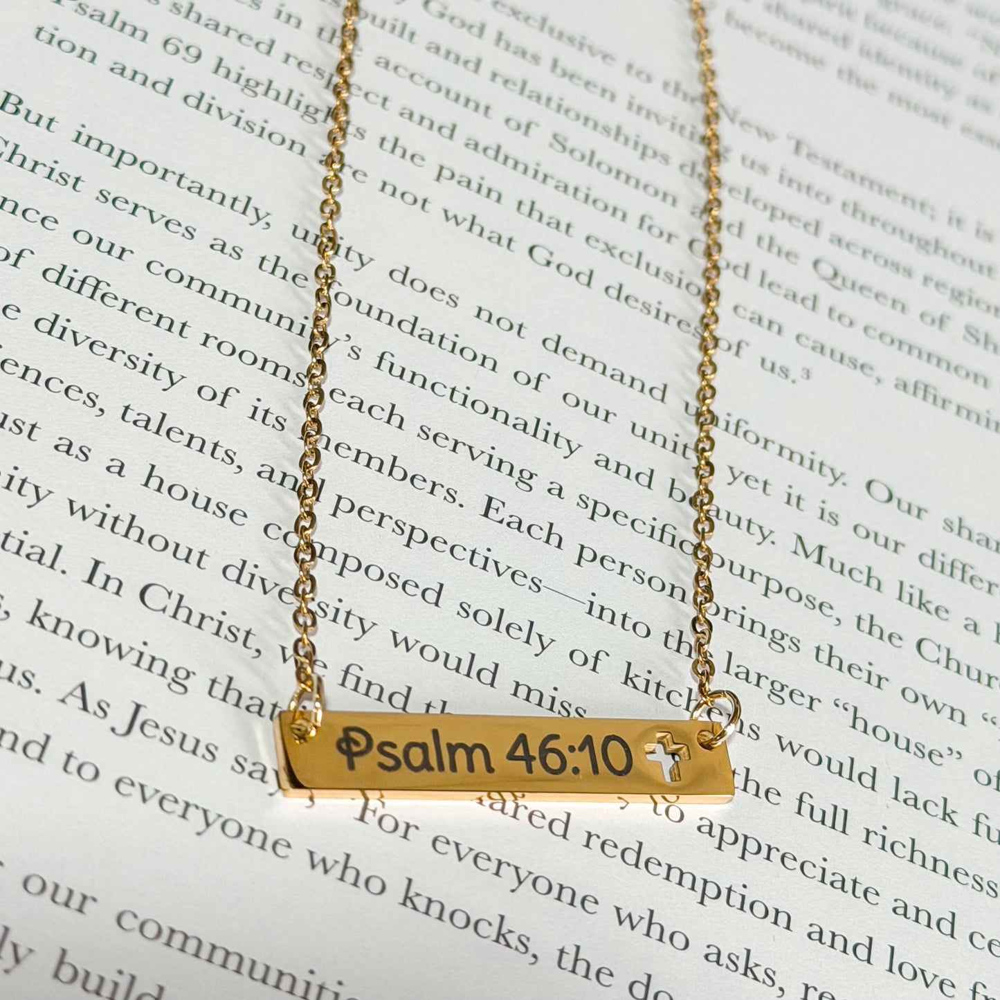 The Have Faith Cutout Cross Engraved Bar Necklace