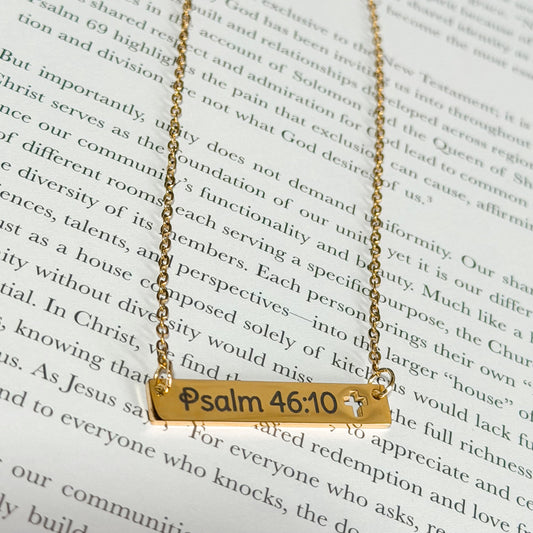 The Have Faith Cutout Cross Engraved Bar Necklace