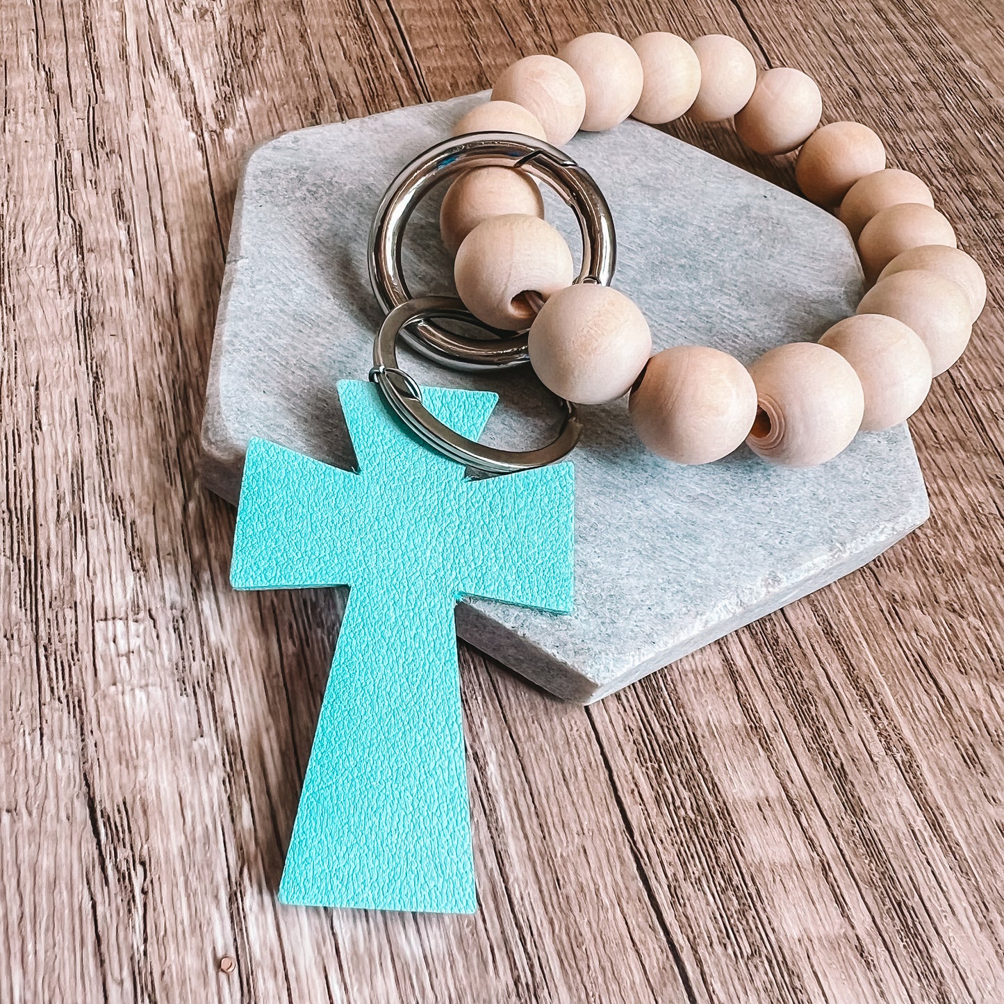 Wild Faith Cross Beaded Keychain
