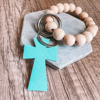 Wild Faith Cross Beaded Keychain