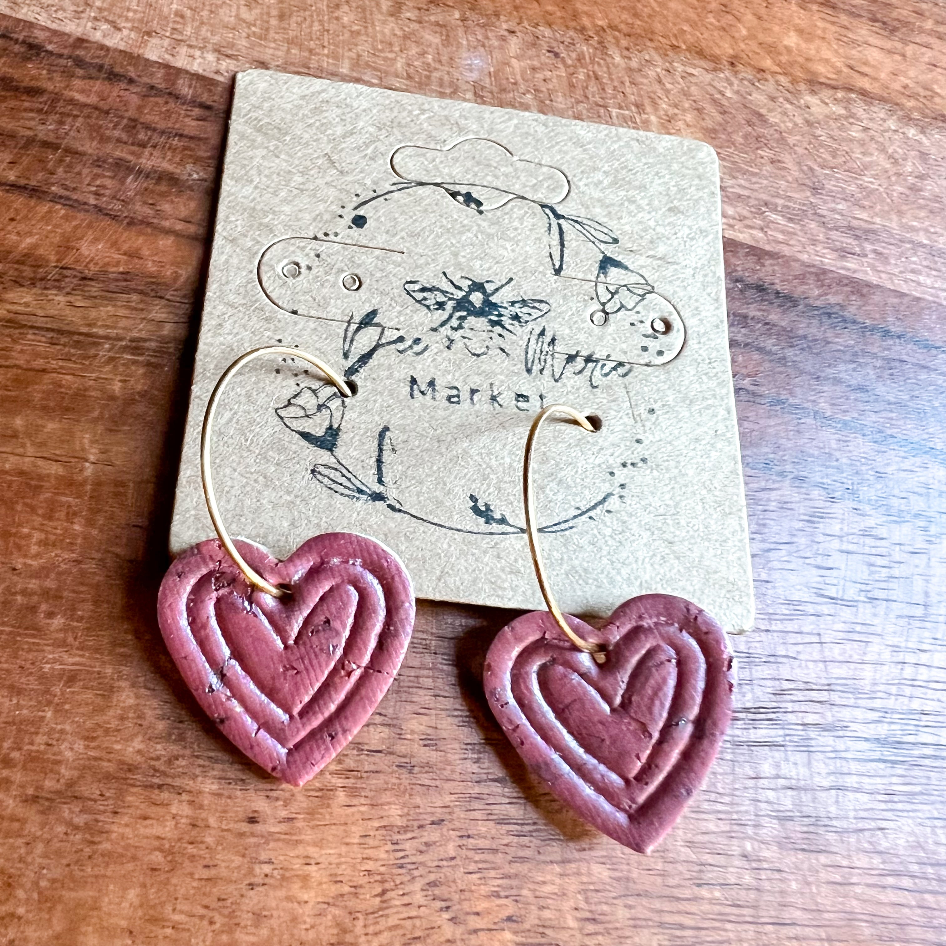 Karla Pearlized Embossed Heart Hoop Earrings