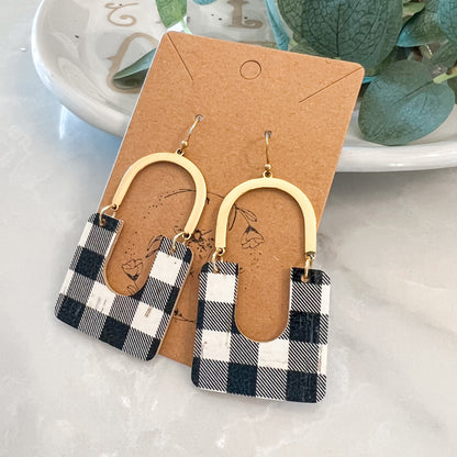 Luxe Buffalo Check Arch Earrings