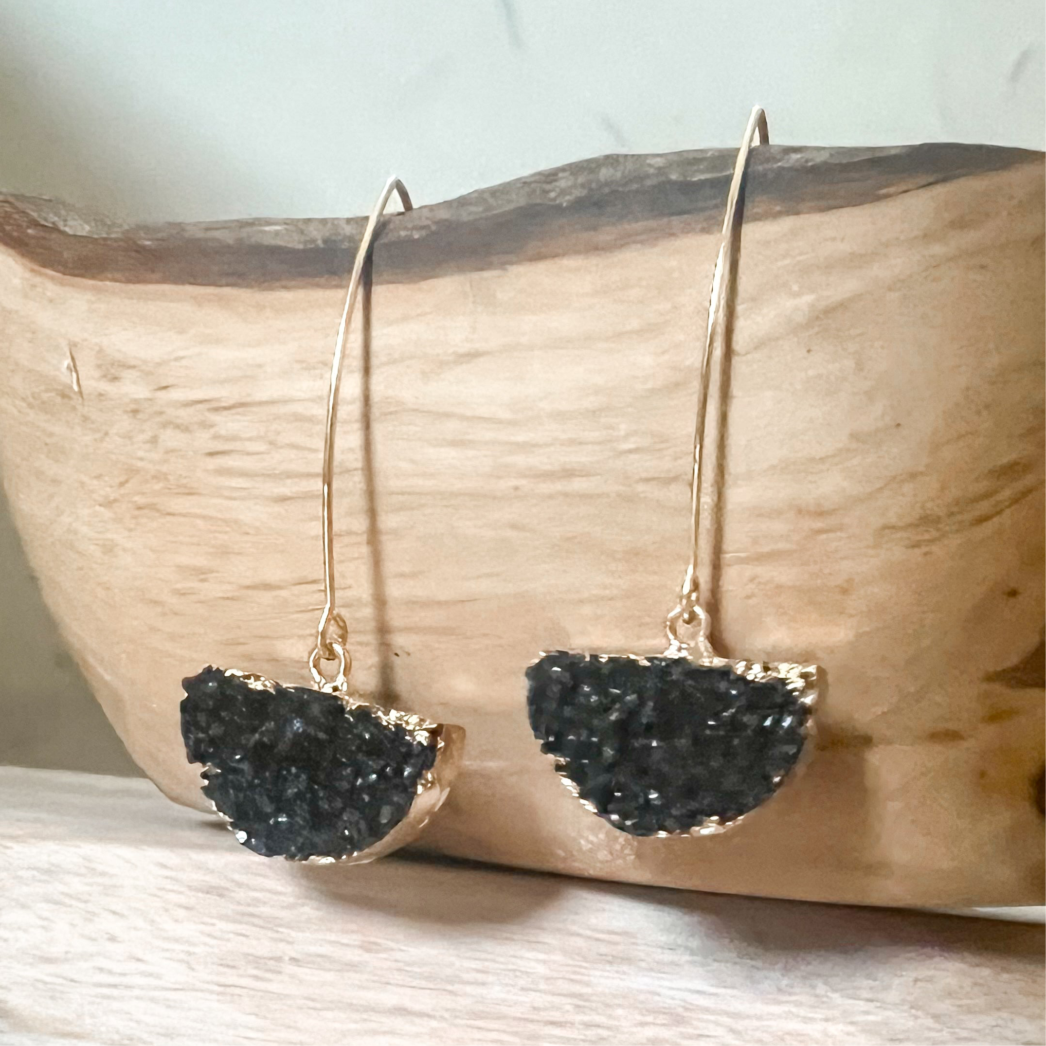 Black Crystal Half Moon Drops