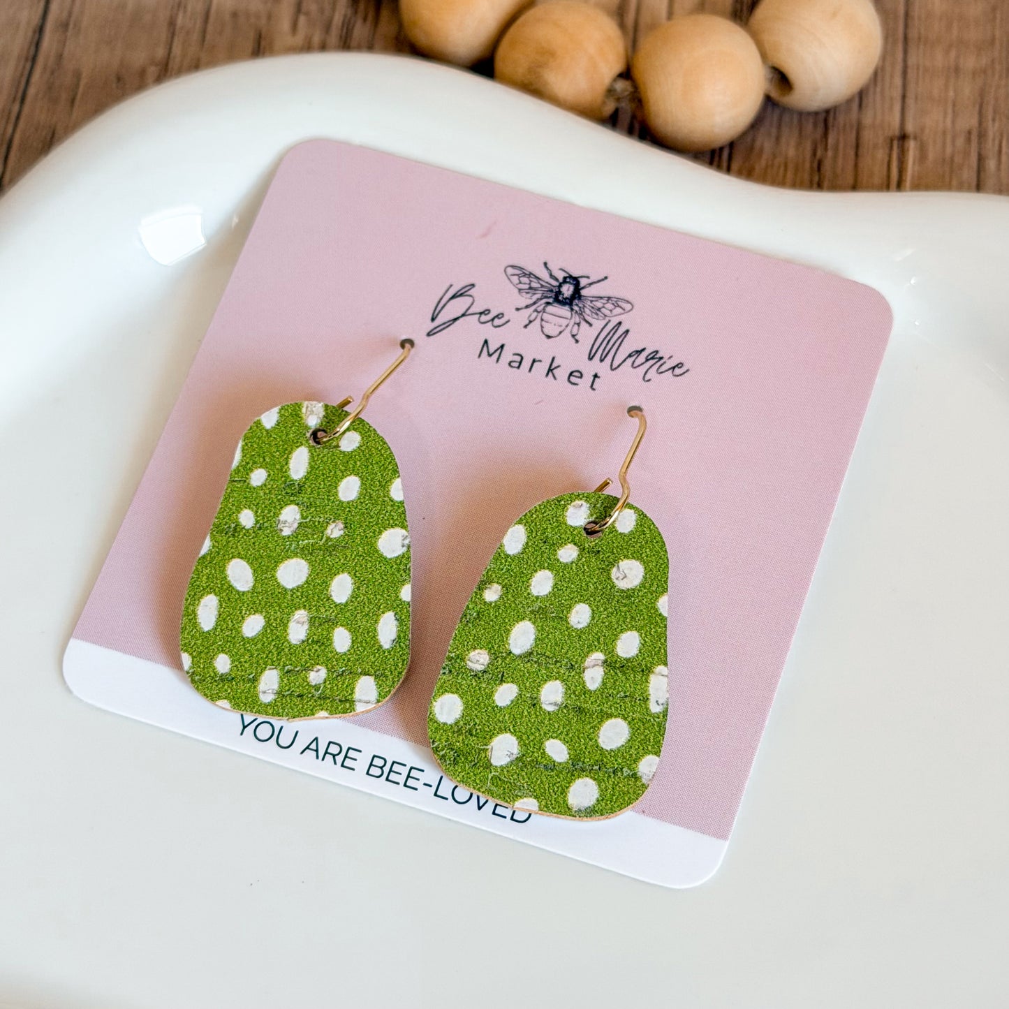 Lime Doodle Dot Abstract Earrings