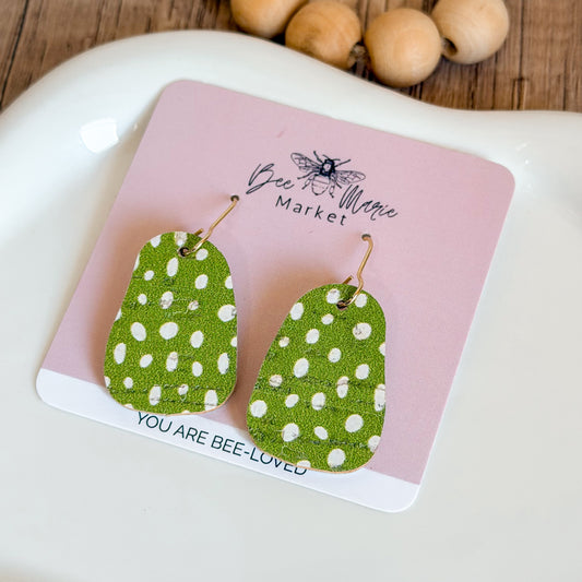 Lime Doodle Dot Abstract Earrings