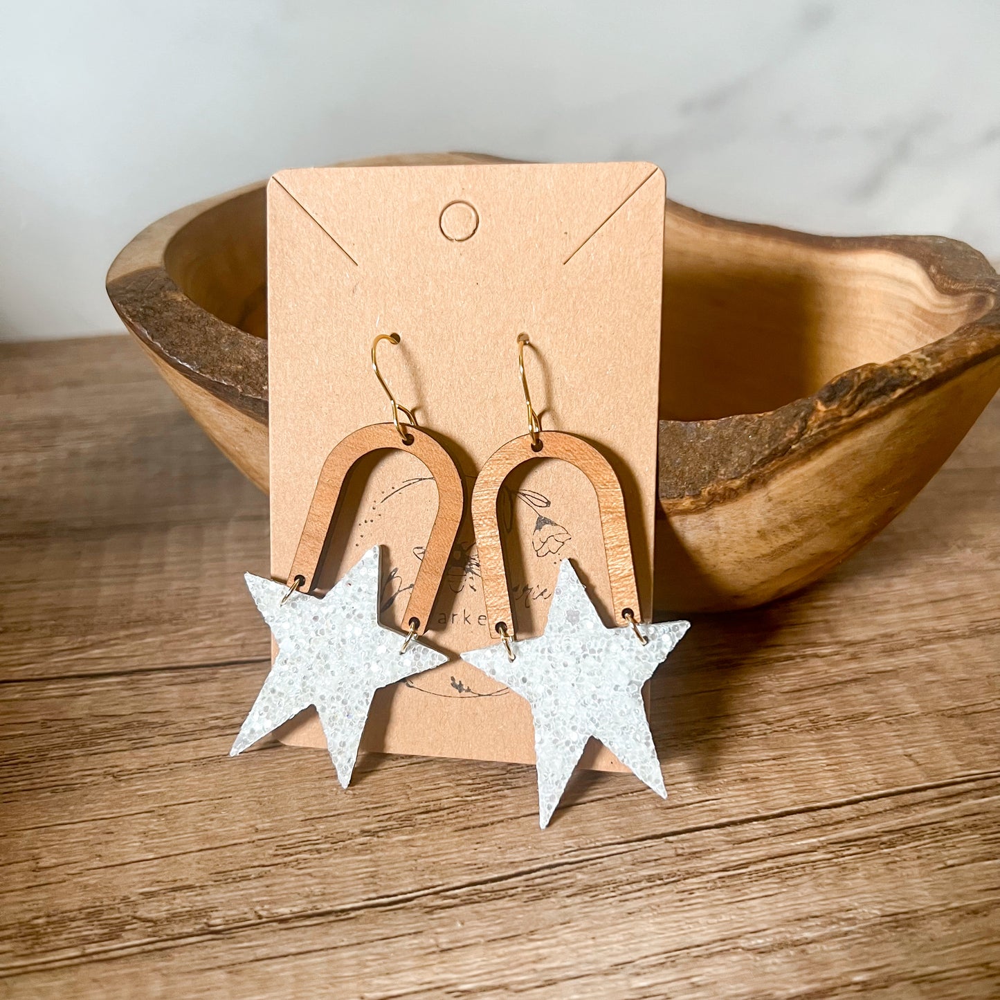 Bianca White Glitter Star & Arch Earrings