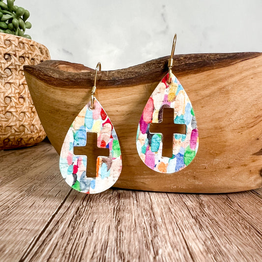 Confetti Cutout Cross Teardrops