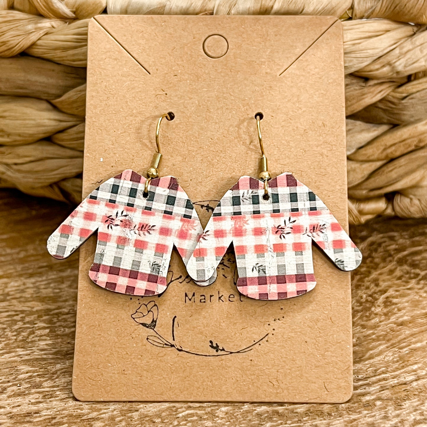 Plaid Ugly Christmas Sweater Earrings