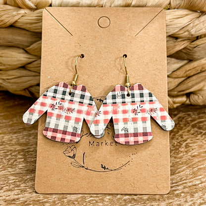 Plaid Ugly Christmas Sweater Earrings