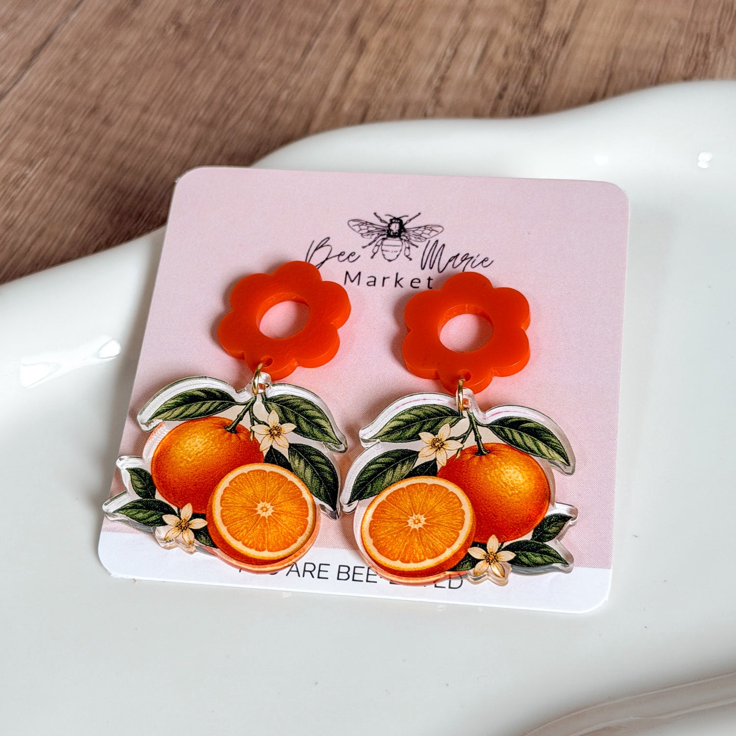 Orange Blossom Acrylic Earrings