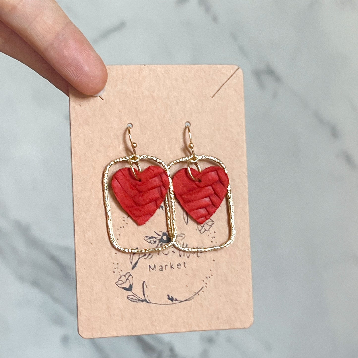 Monica Red Heart Hoop Earrings