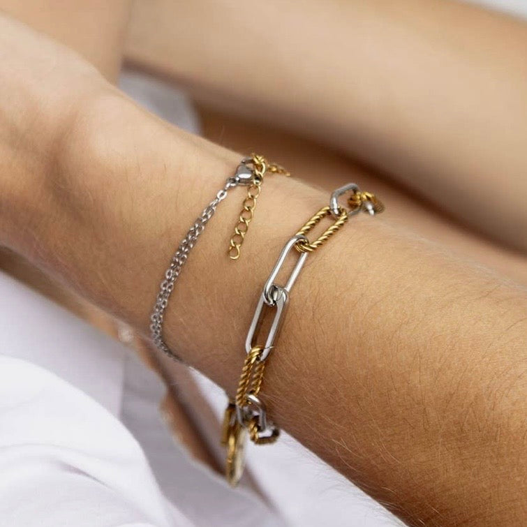 Mixed Metal Twist Link Bracelet - Waterproof