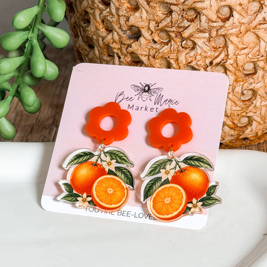 Orange Blossom Acrylic Earrings