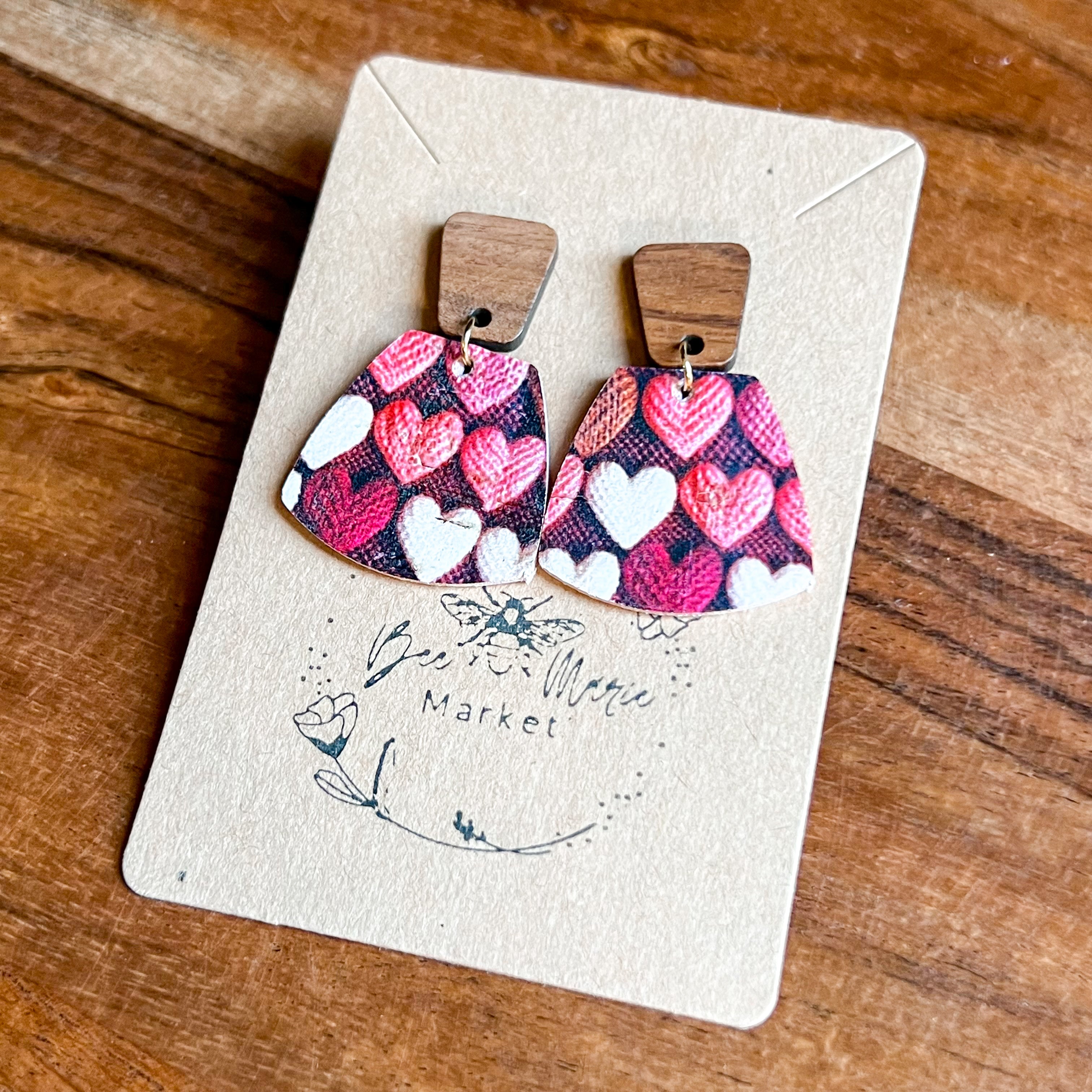 Scarlette Wood Heart Drop Earrings