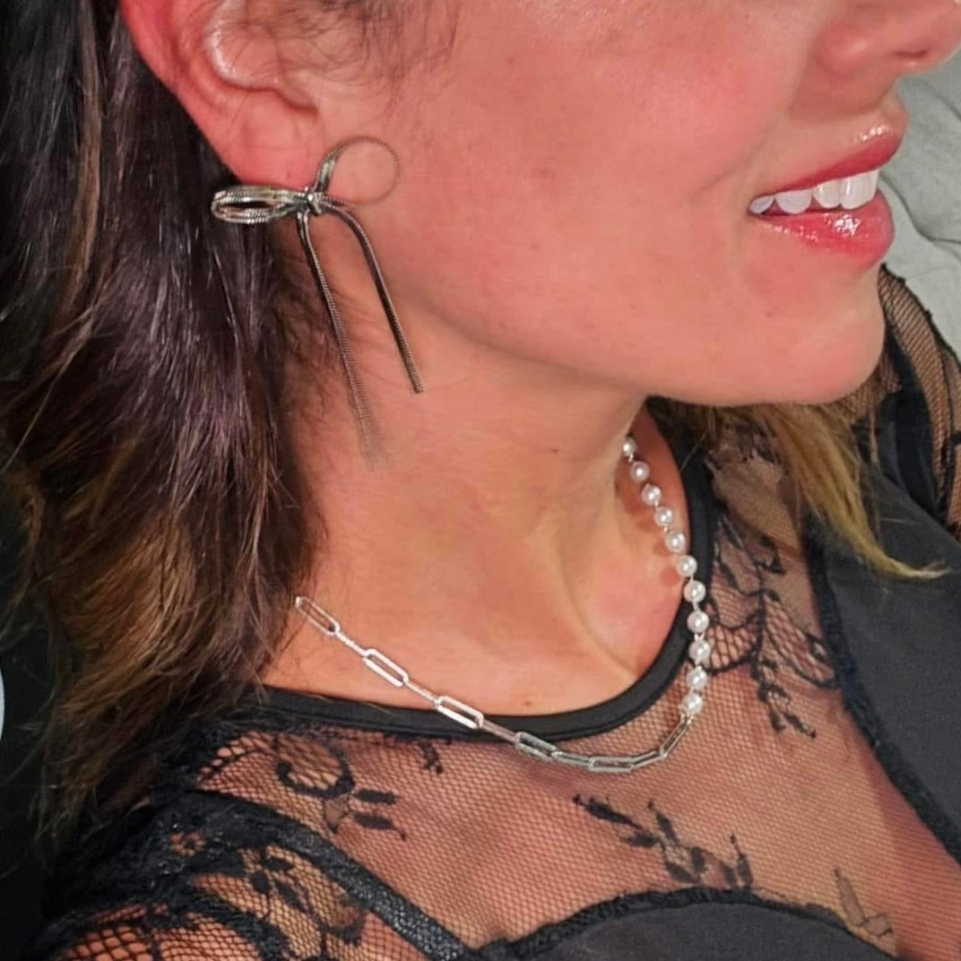 Silver Pearl Chainlink Necklace