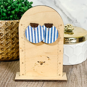 Sail Away White & Blue Stripe Stud Drops