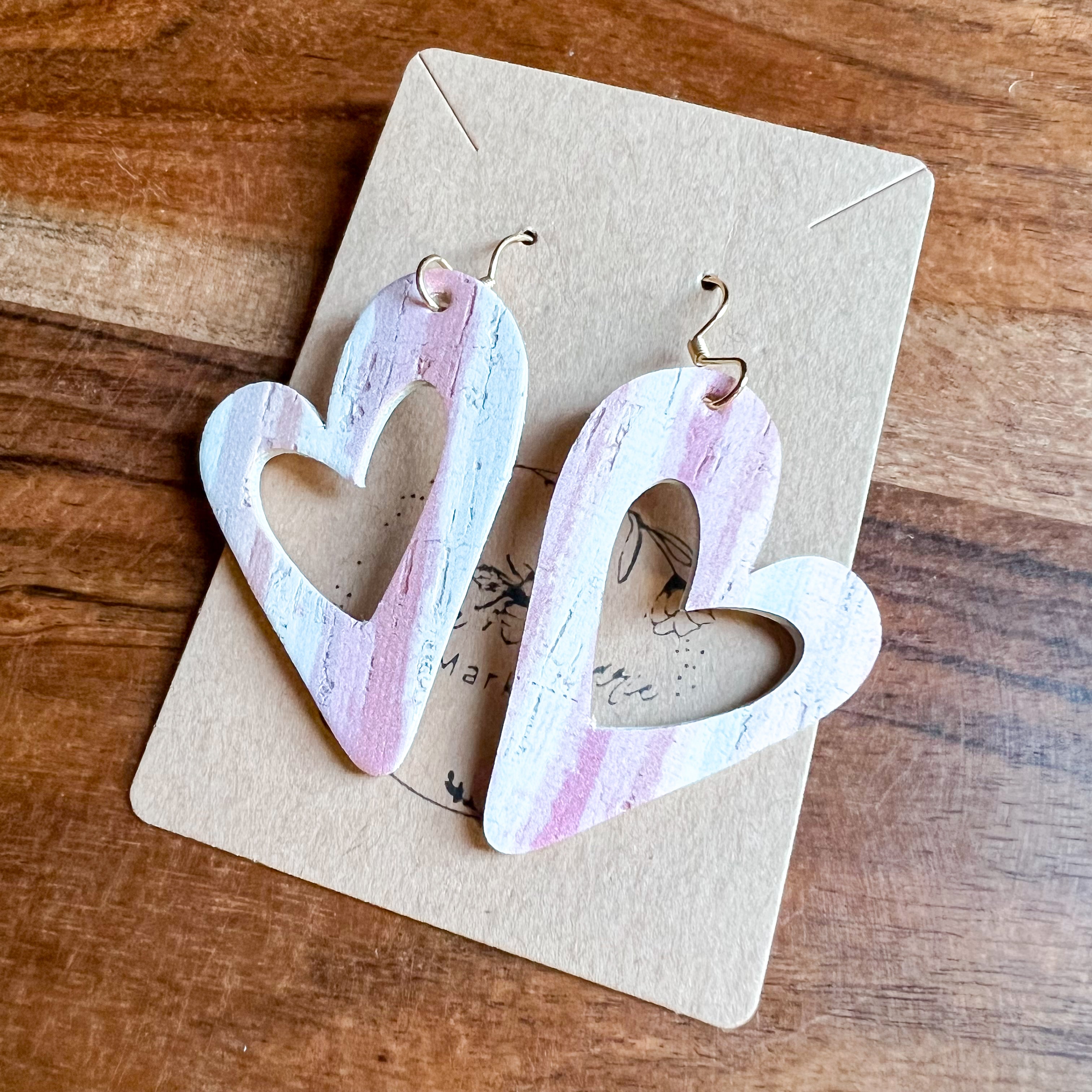 Susan Striped Pastel Open Heart Earrings