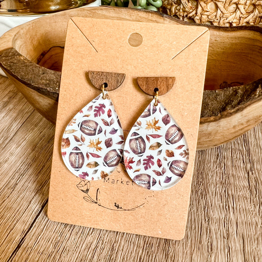 Fall Football Teardrop Earrings