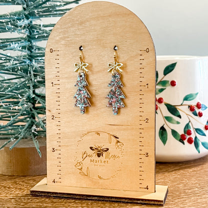 Romantic Glitter Skinny Christmas Tree Earrings