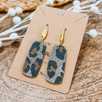 Golden Glam Leopard Bar Earrings