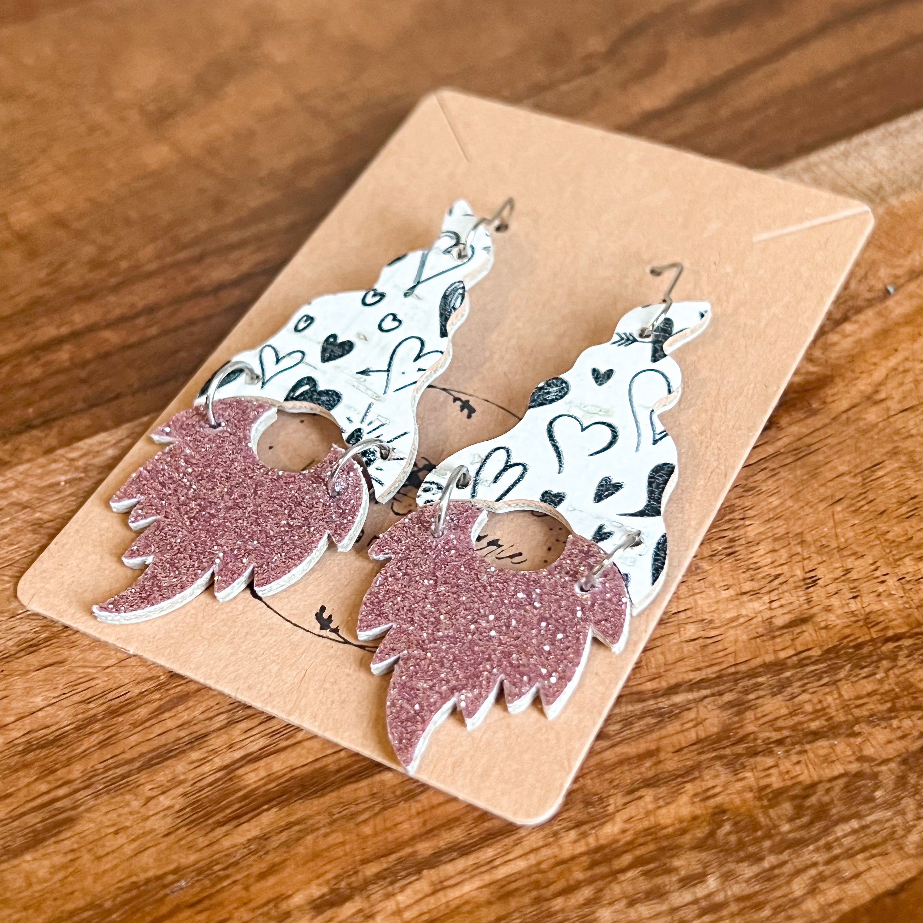 Fine Bearded Valentine Gnome Earrings