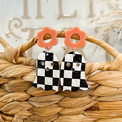 Checkered Boo Blooms Earrings