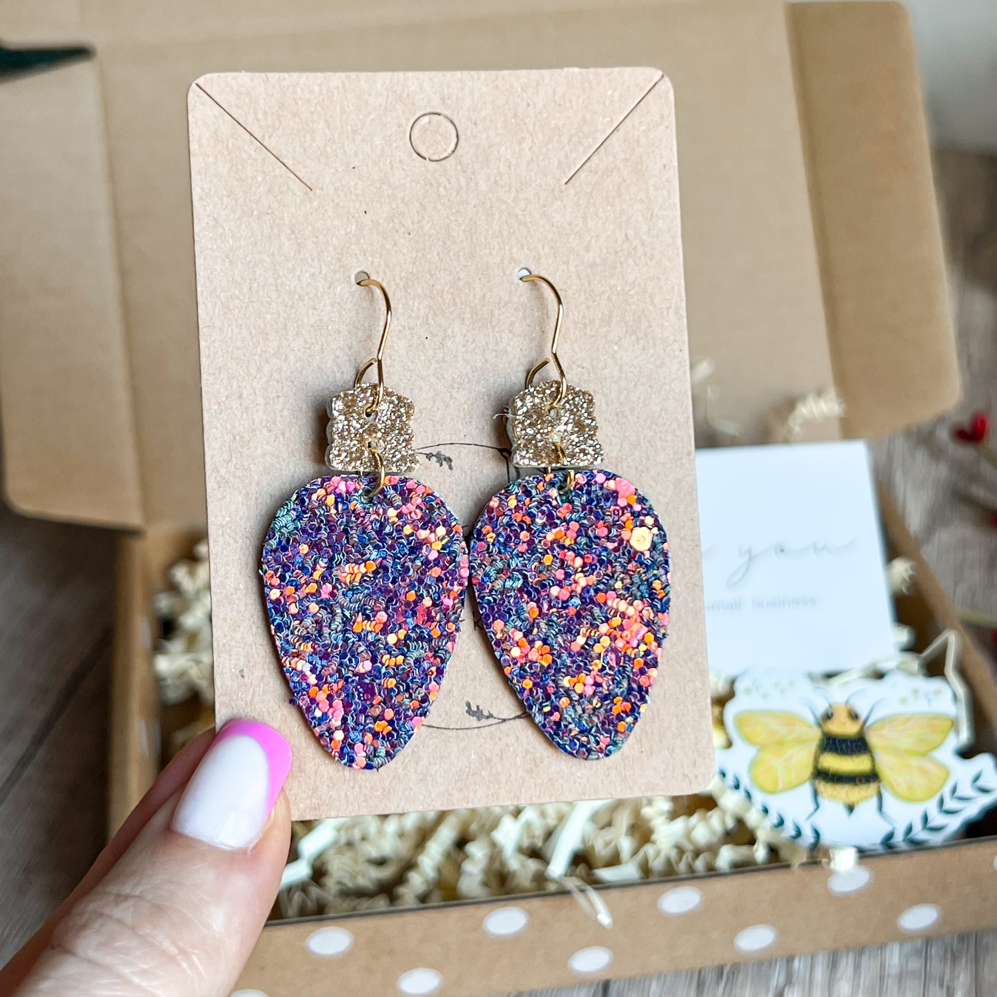 Mermaid Glitter Genuine Christmas Ornament Earrings