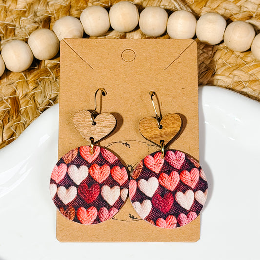 Embroidered Heart Dangle Earrings